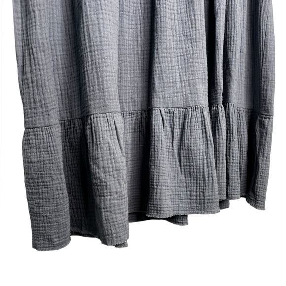 NEW Umgee Women's Ruffle Tiered Mini Dress Blue with Leopard Collar/Sleeves - Picture 3 of 11